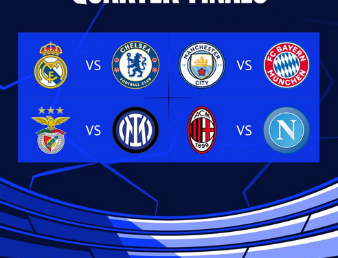 Liga dos Campeões: definidos os confrontos das quartas e o chaveamento