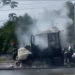 Vídeo: Carreta pega fogo na avenida do Turismo em Manaus