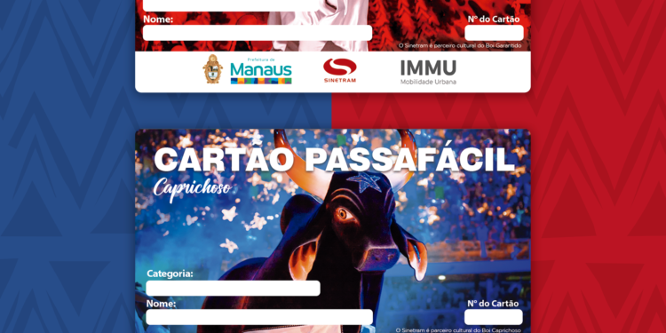 Sinetram oferece layout de Cartão PassaFácil em homenagem aos bois Caprichoso e Garantido