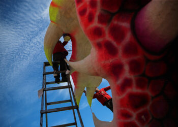 ‘Estamos trabalhando incansavelmente’, afirma artista do Garantindo que está finalizando alegorias no galpão