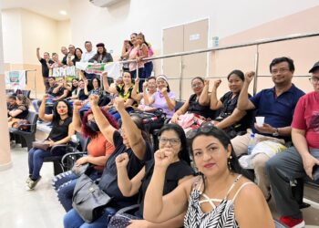 Asprom realiza protesto contra mudança da forma de pagamento do auxílio-alimentação