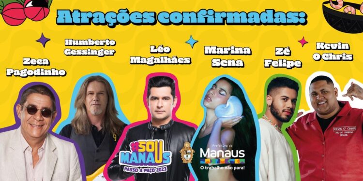 Zé Felipe, Léo Magalhães, Marina Sena e MC Kevin o Chris estarão no ‘#SouManaus Passo a Paço 2023’