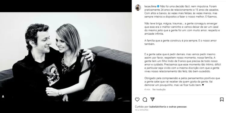 Sandy e Lucas Lima anunciam fim de casamento: ‘Não foi uma decisão fácil’