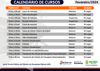 Detran-AM abre inscrições para nove cursos na Escola Pública de Trânsito