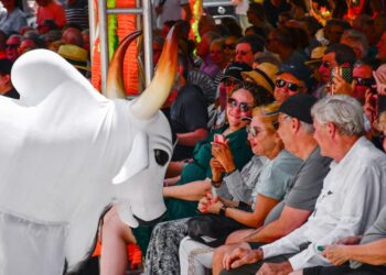 Turistas de cruzeiro se encantam com show do Boi Garantido