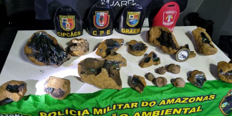 PM apreende cerca de 20 kg de Vivianita em embarcação em Barcelos