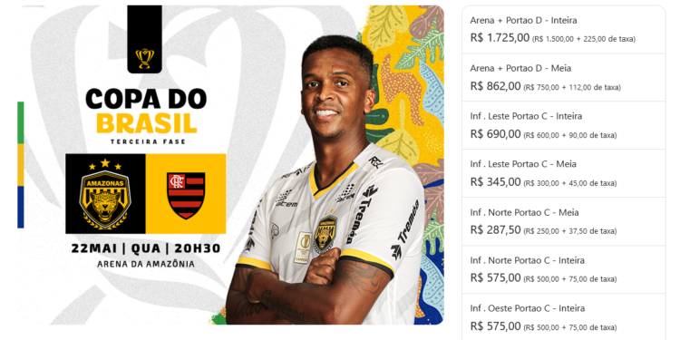 Procon notifica Amazonas FC por preços de ingresso do jogo contra o Flamengo