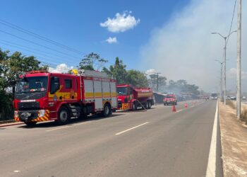 Em Iranduba, Corpo de Bombeiros combate incêndio em vegetação e impede propagação para residências
