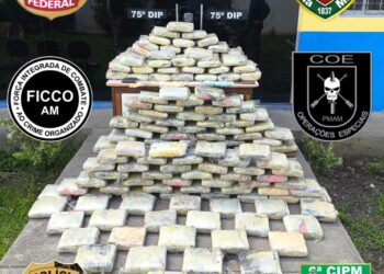 No Amazonas, PM e PF apreendem mais de 160 kg de entorpecentes e embarcação