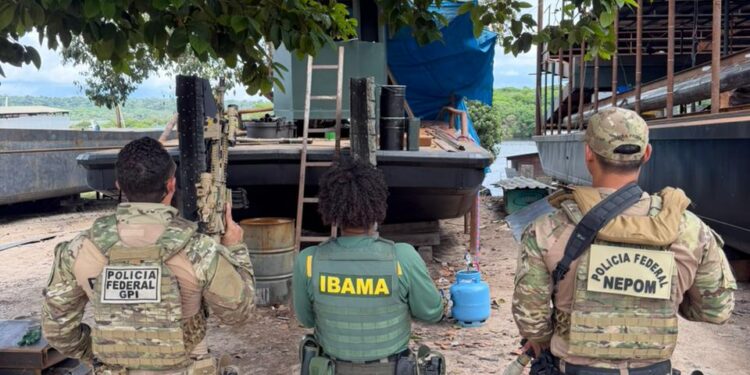 Estaleiro clandestino utilizado para garimpo ilegal é desarticulado em Manaus